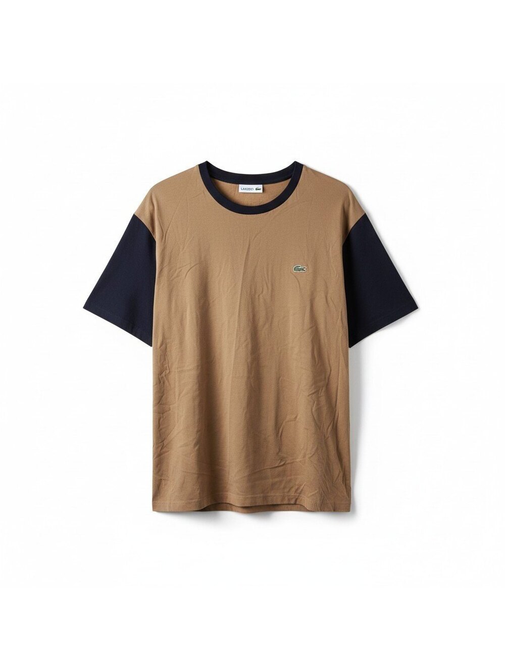 Vintage Lacoste T-Shirt US 4XL Brown Navy Colorblock Regular Fit Crocodile Logo
